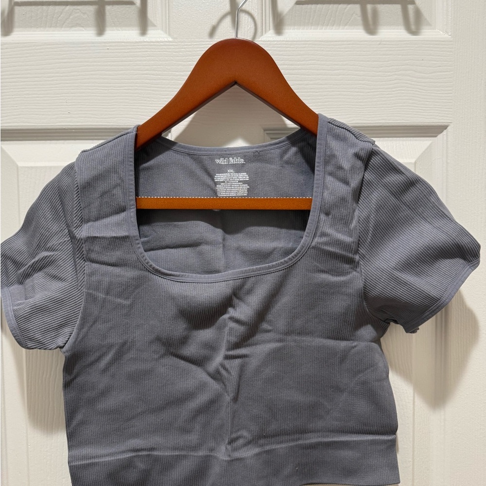 Wild Fable Charcoal Ribbed Top